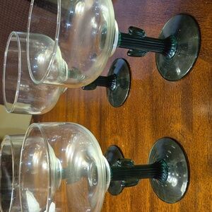 Libbey Cactus Margarita Glasses Green Stem Set of 4 With Cactus Salsa Dish